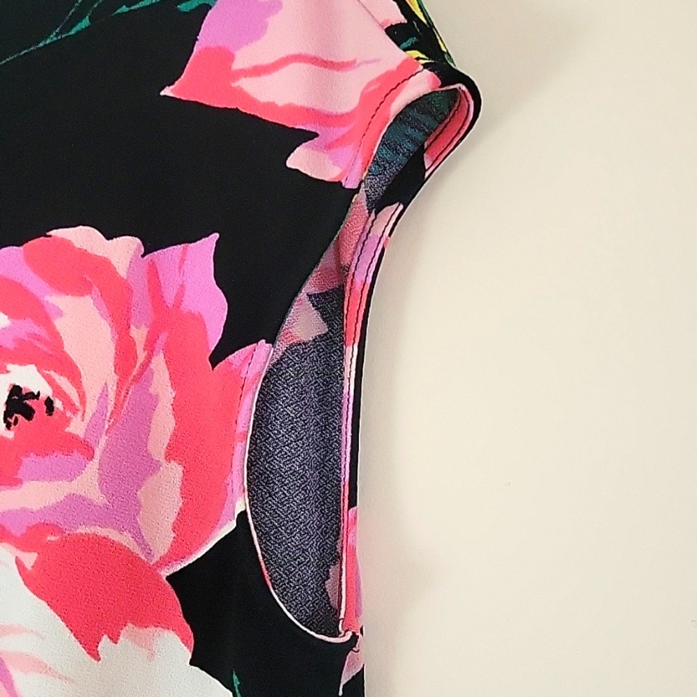 Ann Taylor Black and Pink Cap Sleeve Fitted Blouse - Picture 2 of 5
